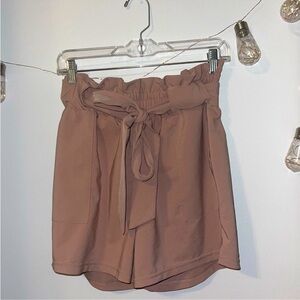 Grace Karin Tan High Waist Paper Bag Shorts